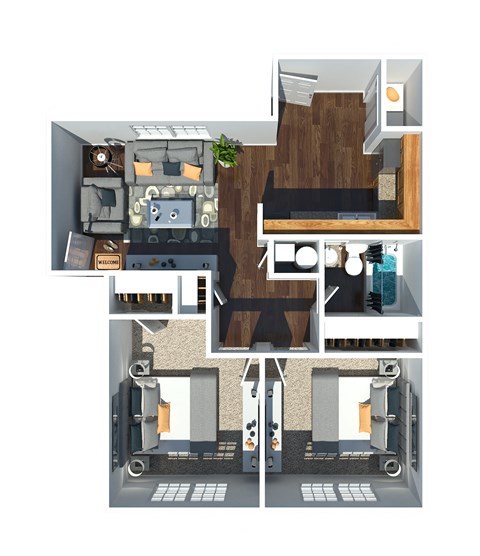 2 Bedroom 1 Bath Floor Plan